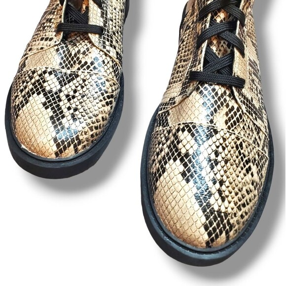 Linea Paolo Trinity Combat Boot in Cream Snake Sz 11 - Picture 8 of 14